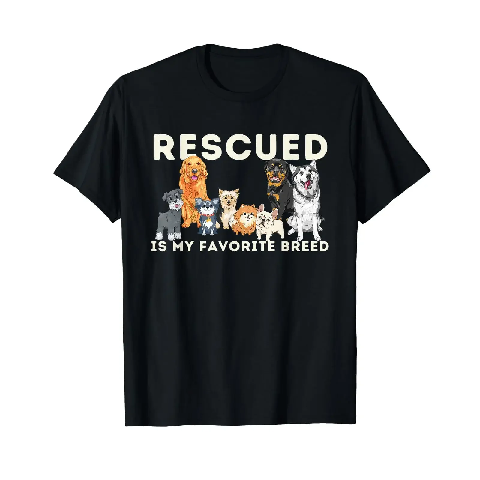 Rescued is My Favorite Breed Animal Rescue T Shirt Small vintage Washed Unisex Stylish Breathable Top For Everyday Wear