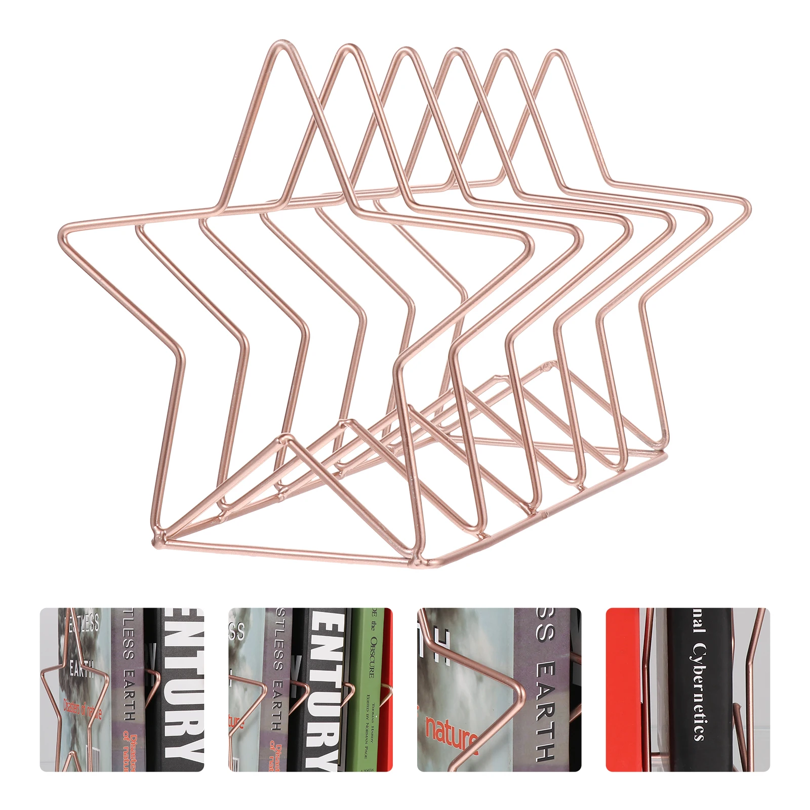 

1Pcs Shaped Book Rack Iron Desktop Bookshelf Office Home Magazine Storage Organizer Book Rack
