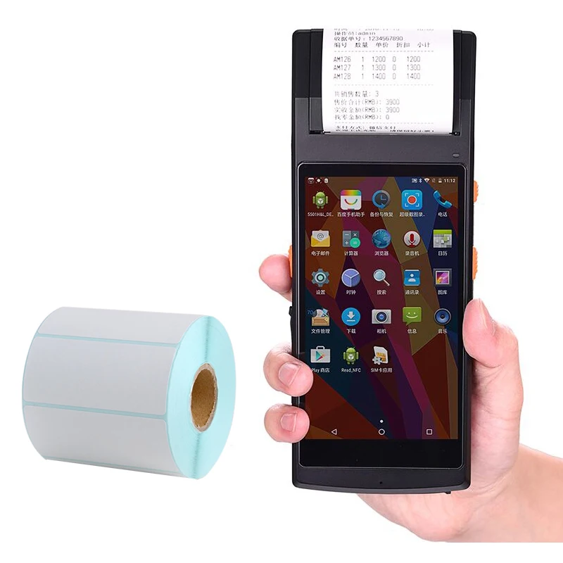 محمول لاسلكي ذو ذاكرة كبيرة Nfc محمول باليد Android Pda 2d ماسح الباركود Pos Terminal مع طابعة حرارية مدمجة