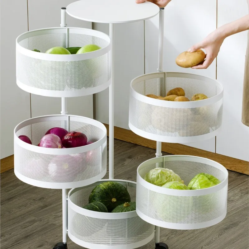 ArtisticLife 360 Degree Rotating Vegetable Rack Kitchen Multi-functional Round Basket Storage Rack  Cesto De Verduras