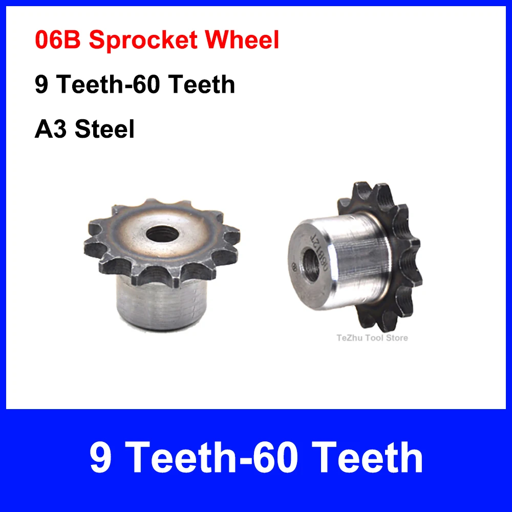 1pc 9T-60T 06B 45 Steel Industrial Drive Sprocket Mechanical Roller Sprocket 9 Teeth-60 Teeth 45 Steel Chain Gear Rough Bore