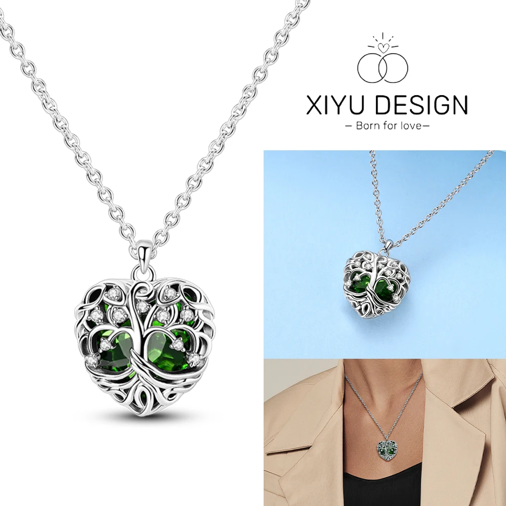 

S925 Sterling Silver Heart Necklace Tree of Life Love Choker Fashionable Luxury Chains Women Jewelry Gift Valentine's Day Gift