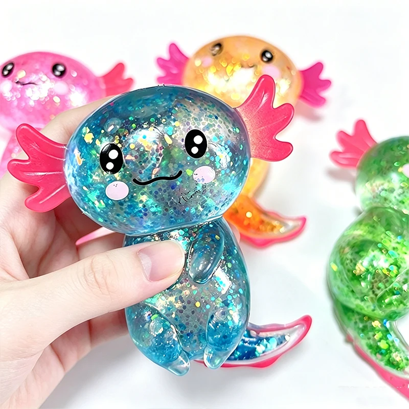 Glitzer-Maltose Axolotl Squishy Quetschspielzeug Niedliches Spaßiges Angstlösendes Salamander Langsam Zurückfederndes Stressball Fidget-Spielzeug