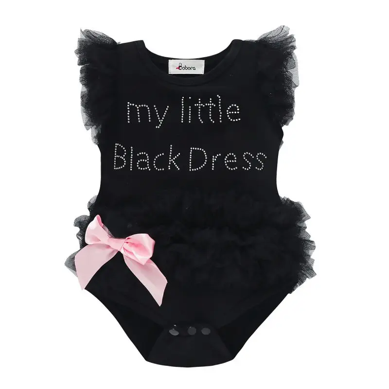 0-18Months Baby Girls My Little Black Dress Lace Bodysuits Romper for Newborn infant baby Girls Princess Sleeveless Jumpsuits