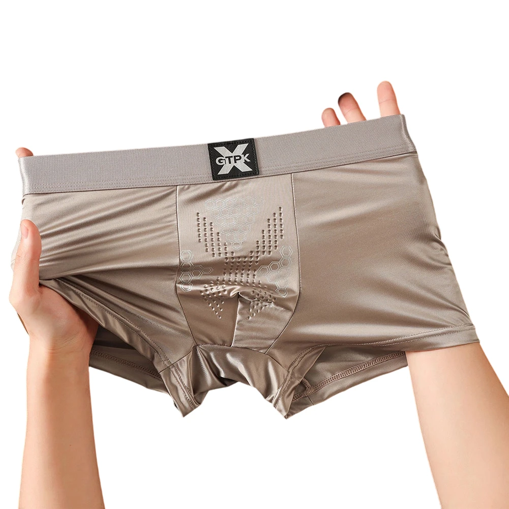 

Men Satin-like Glossy Boxers Sexy Accessories Fit Underwear Smooth Lingeries For Man Breathable Soft Underpants Home Wear Trunks