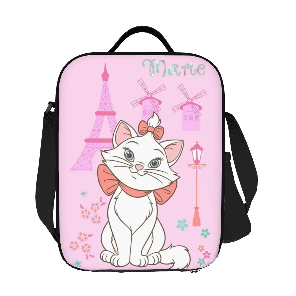 

Custom Cartoon Aristocats Animation Marie Cat Insulated Lunch Bags for Women Resuable Thermal Cooler Food Lunch Box Kids School
