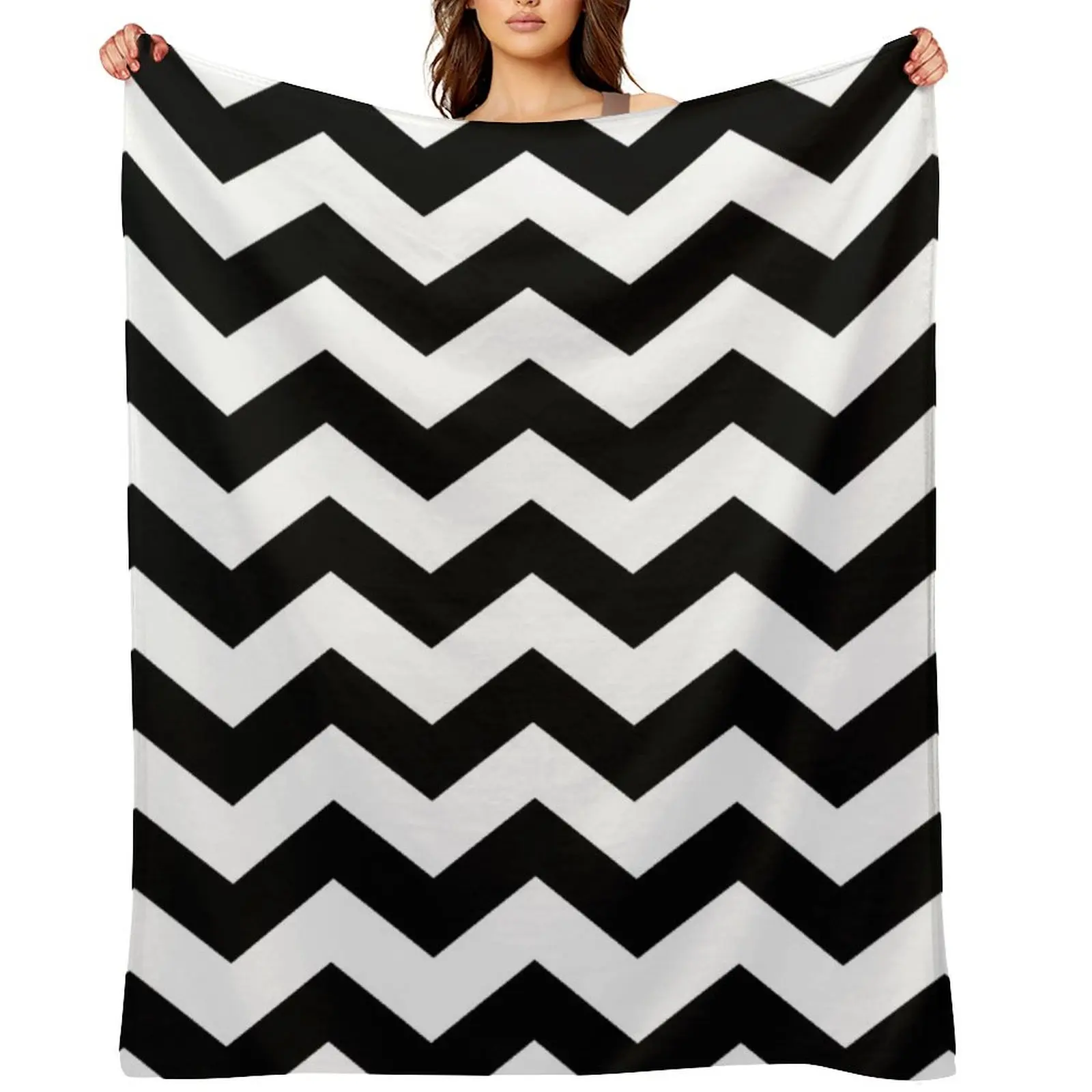 Black And White ZIG-ZAG Throw Blanket valentine gift ideas Blankets For Baby blankets ands Soft Plush Plaid Blankets