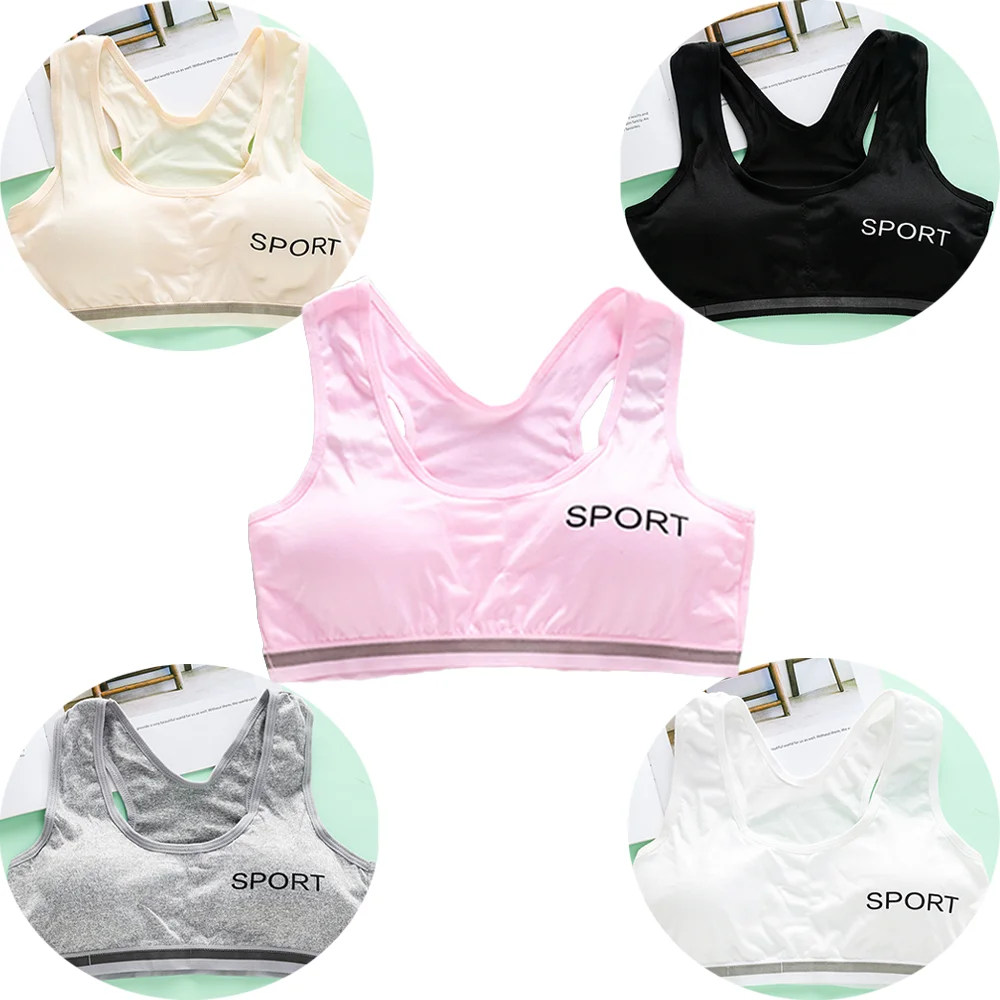 3PCS Children Developmental Underwear Adolescent Girl Wireless Sports Bra Kids Vest Teenage Student Fitness Simple Soft Bralette
