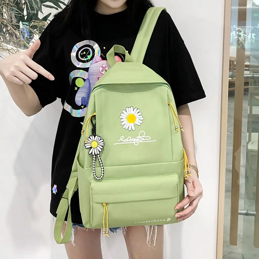 4PCS Student Backpack Combo Set Daisy Schoolbag Kawaii Teenage Girls Handbag Large Capacity Rucksack Shoulder Bag Pen Case Bag