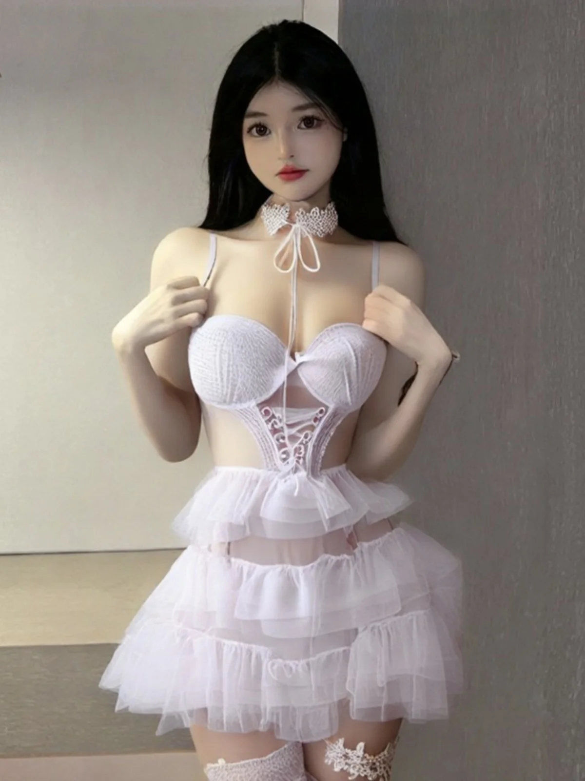 

Sexy Girl's Sweet ort Skirt with Me Strap Hollow out Bal Cake Skirt Spwear Pad Included Breathable Polyester Fiber