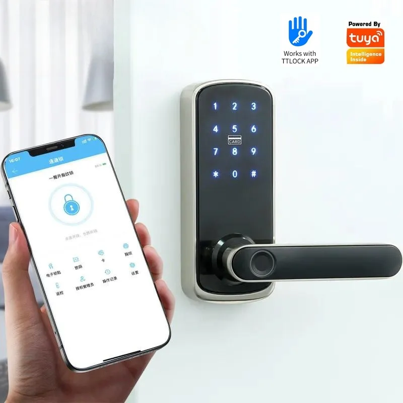 Tuya Wiif Password Fingerprint Lock Indoor Wooden Door Homestay Ttlock Password Smart Lock APP Remote