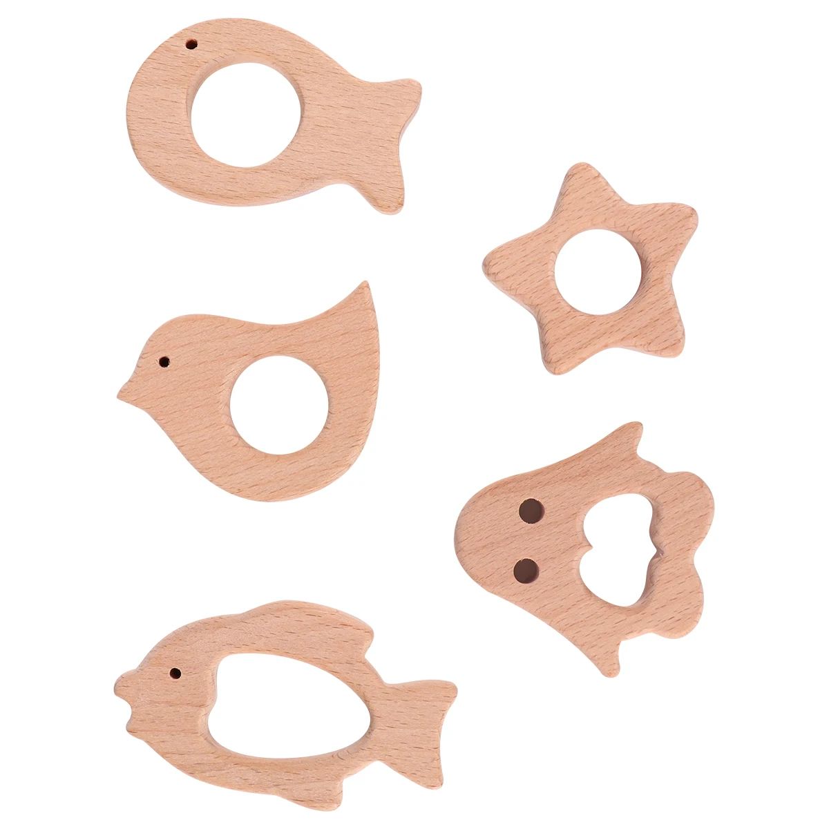 5 قطعة التسنين الخشبية للأطفال الخشب الطبيعي الحيوان التسنين لتخفيف الآلام الرضع طفل التعليمية مضغ الخشب التسنين #6