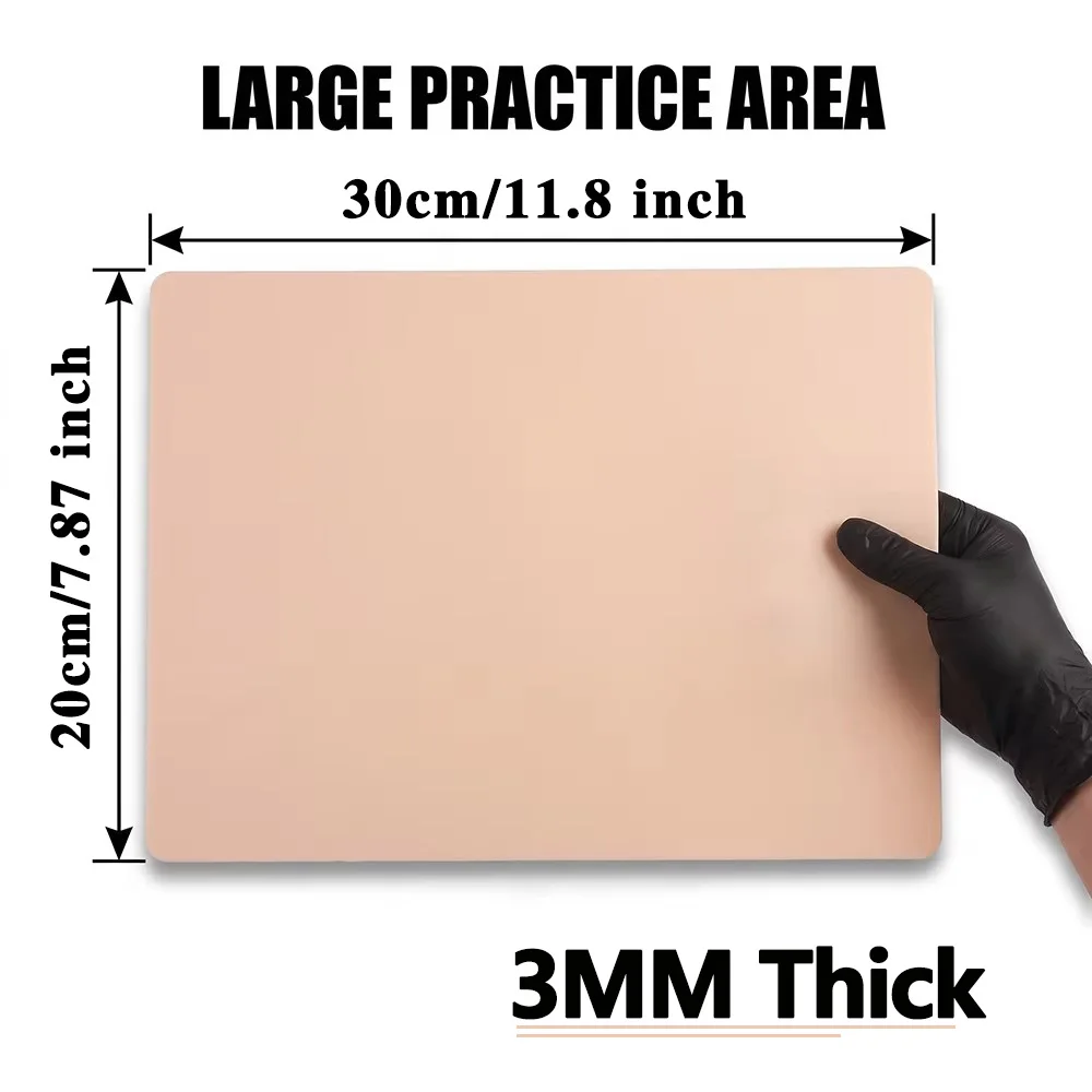 A4 3MM Tattoo Practice Skin Large Silicone Tattoo Fake Skin Double-Sided Blank Tattoo Training Synthetic Skin Tattoo Accessories