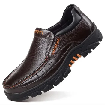 Neue handgemachte Echtes Leder Schuhe 48, Männer Müßiggänger Weiche Kuh Leder Männer Dicke Sohle Casual Schuhe Männliche Schuhe Schwarz Braun Slip-on