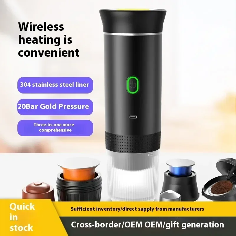 

Electric Grinder Coffee Travel Handy 3in1 Espresso Portable Maker Machine Cafe Capsule Manual Portable Coffee Machine Coffeeware