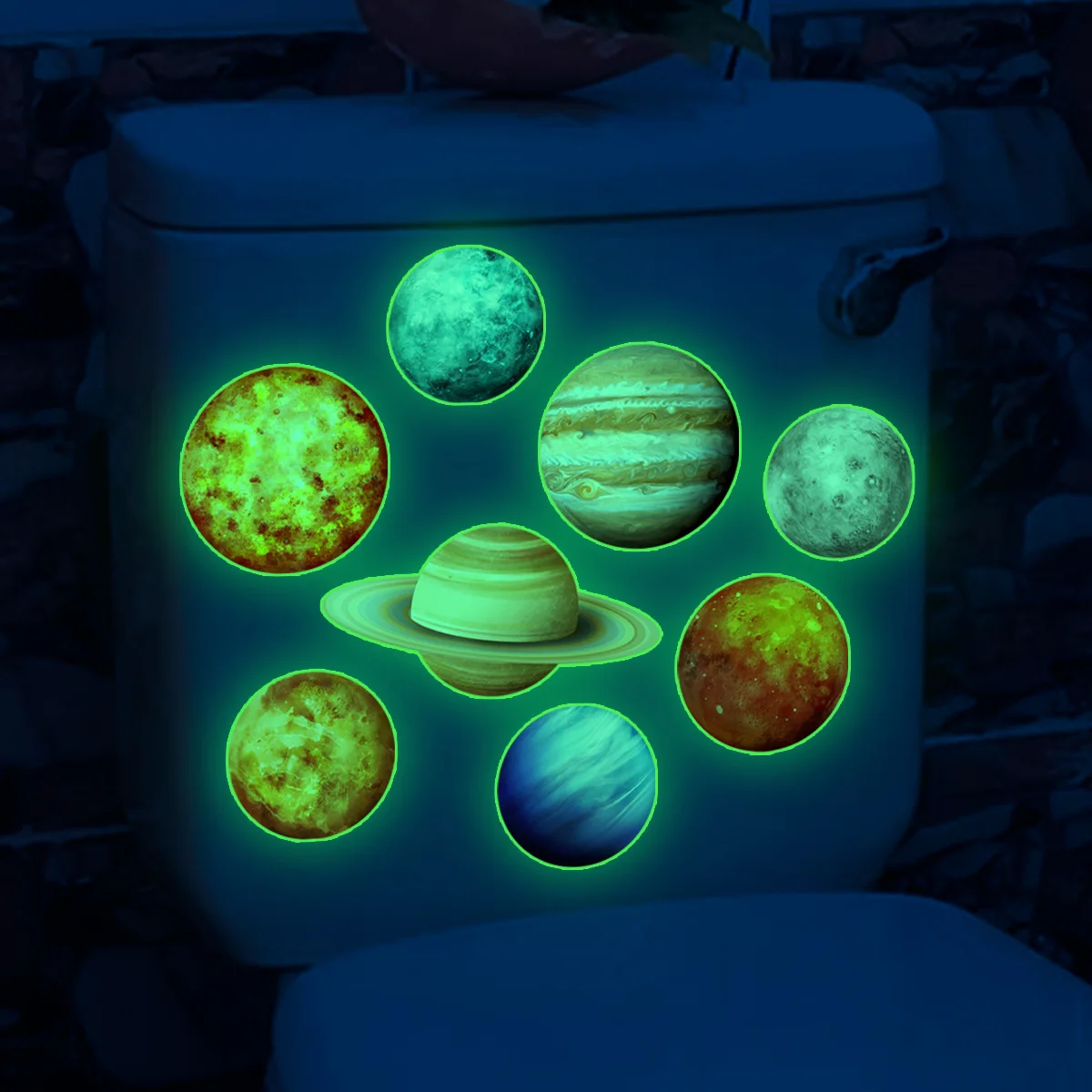 

New Luminous Planet Bathroom Toilet Sticker Home Decoration Wall Sticker