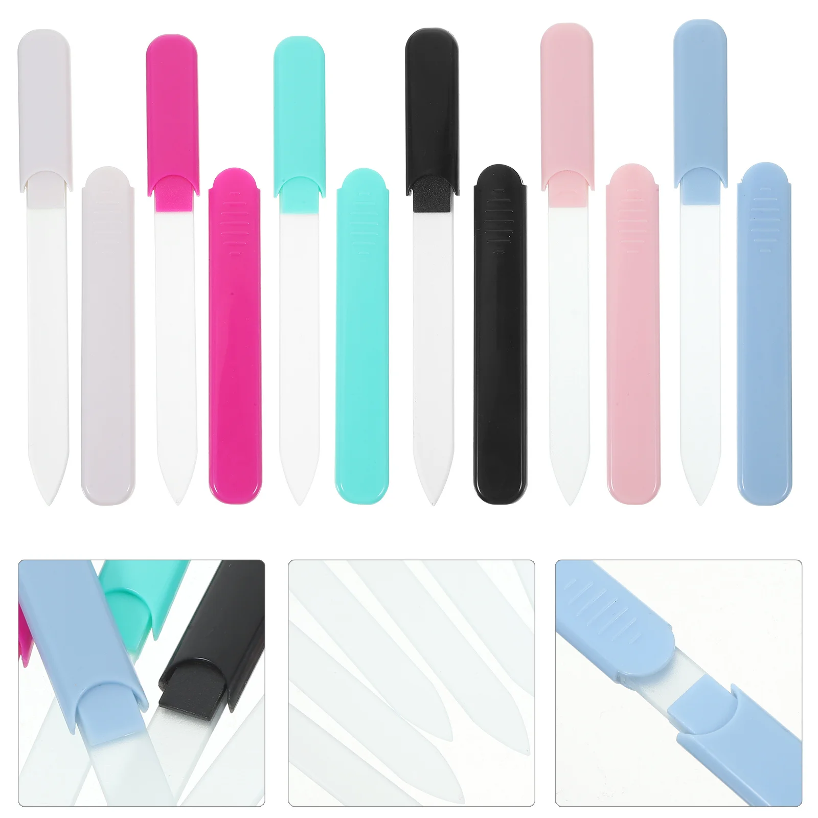 6 stuks glazen nagelvijlen kleine draagbare nagelbuffers fijne korrel manicure pedicure gereedschap voor natuurlijke en acryl nagels salongebruik