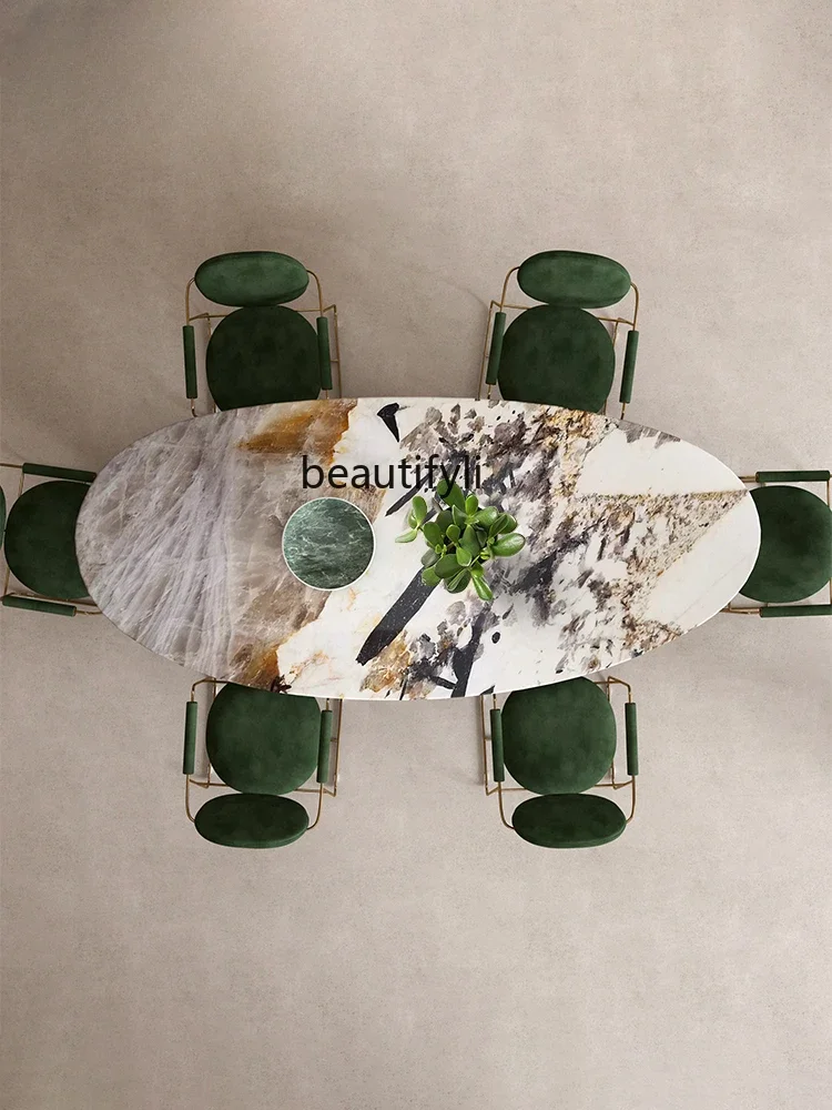 

ss7304 Stone Plate Dining Table Oval Household Large Flat Restaurant Luxury Stone Stone Plate Dining Table