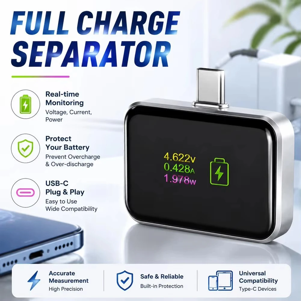 Upgraded Full Charge Cutoff Device with AI Recognition Automatic Shut-Off Digital Display for Real-Time Monitoring of Charging