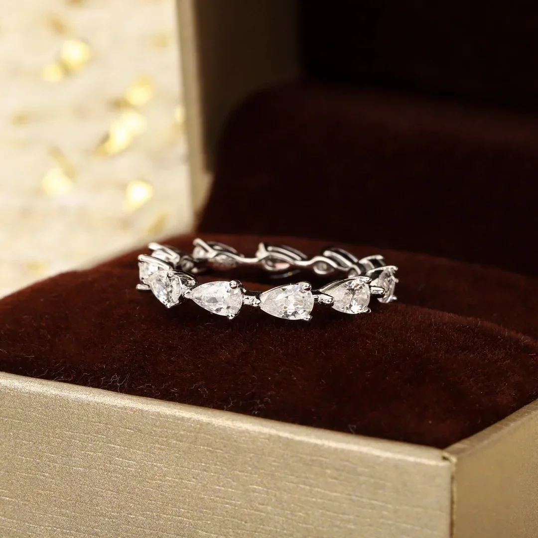

Fine Top Quality Geometric Crystal Diamond 925 Silver Ring Women Charm Jewelry Trend
