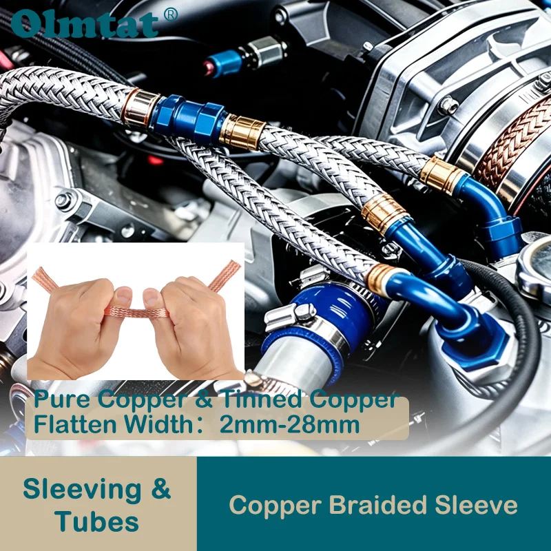 High Density Metal Sheath Expandable Copper Braided Sleeve Shielded Signal Wire Cable Protect 2/4/6/8/10/12/14/16/18/20/25/28mm