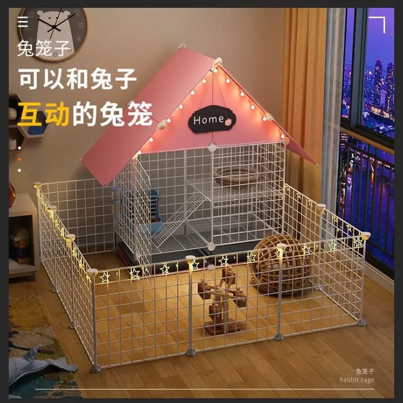 

Rabbit Cage Villa Home Indoor Rabbit Nest Automatic Fecal Cleaning Extra Large Dutch Pig and Guinea Pig New Pet House