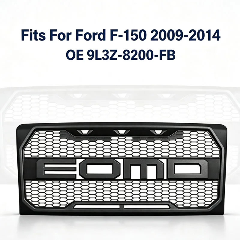 Передняя решетка бампера подходит для Ford F-150 2009-2014 годов выпуска, решетка в стиле Raptor, оригинальная деталь OE 9L3Z‑8200‑FB, заменяемая решетка.