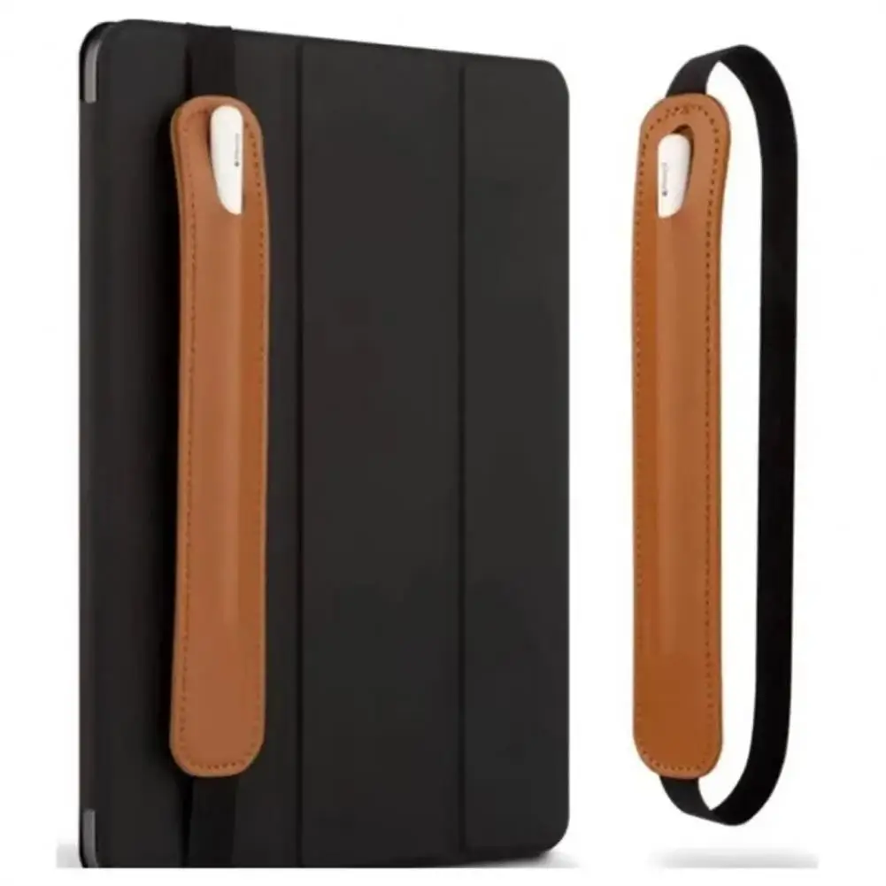

19.5cm Pencil Case Adjustable Tablet Pen Holder Pouch Anti Loss Storage Nylon Elastic Band Artificial Leather Rollerball Case