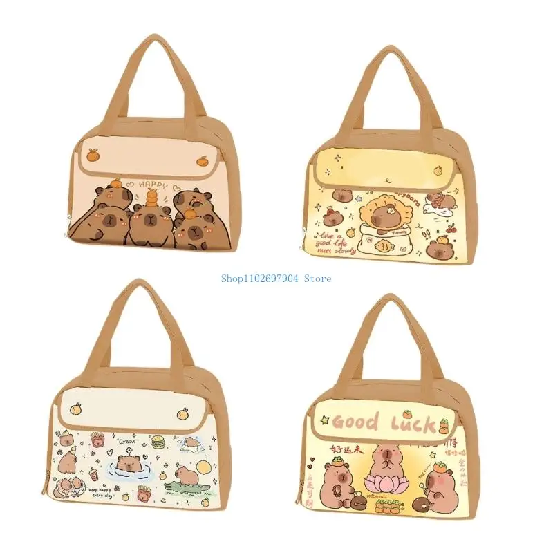 

N7YF Student Lunch Bag Thermal Insulation Waterproof Design Capybara Cartoon Pattern