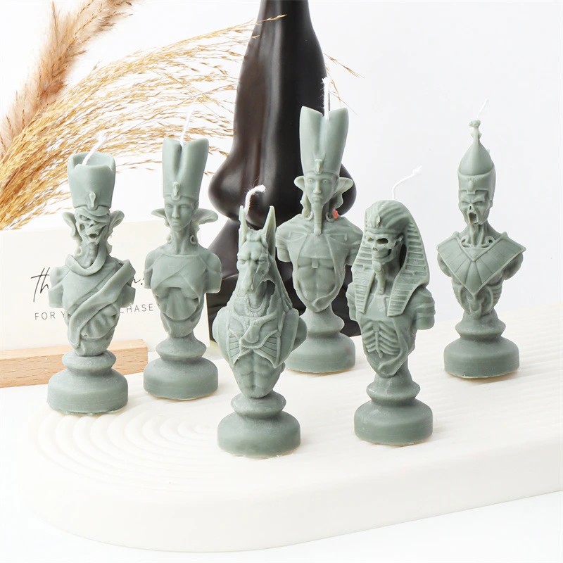 VERIDIAN Silicone King and Queen Chess Candle Mold Soldier Pharaoh Sacrifice Knight Plaster Silicone Mould Candle Resin Mold