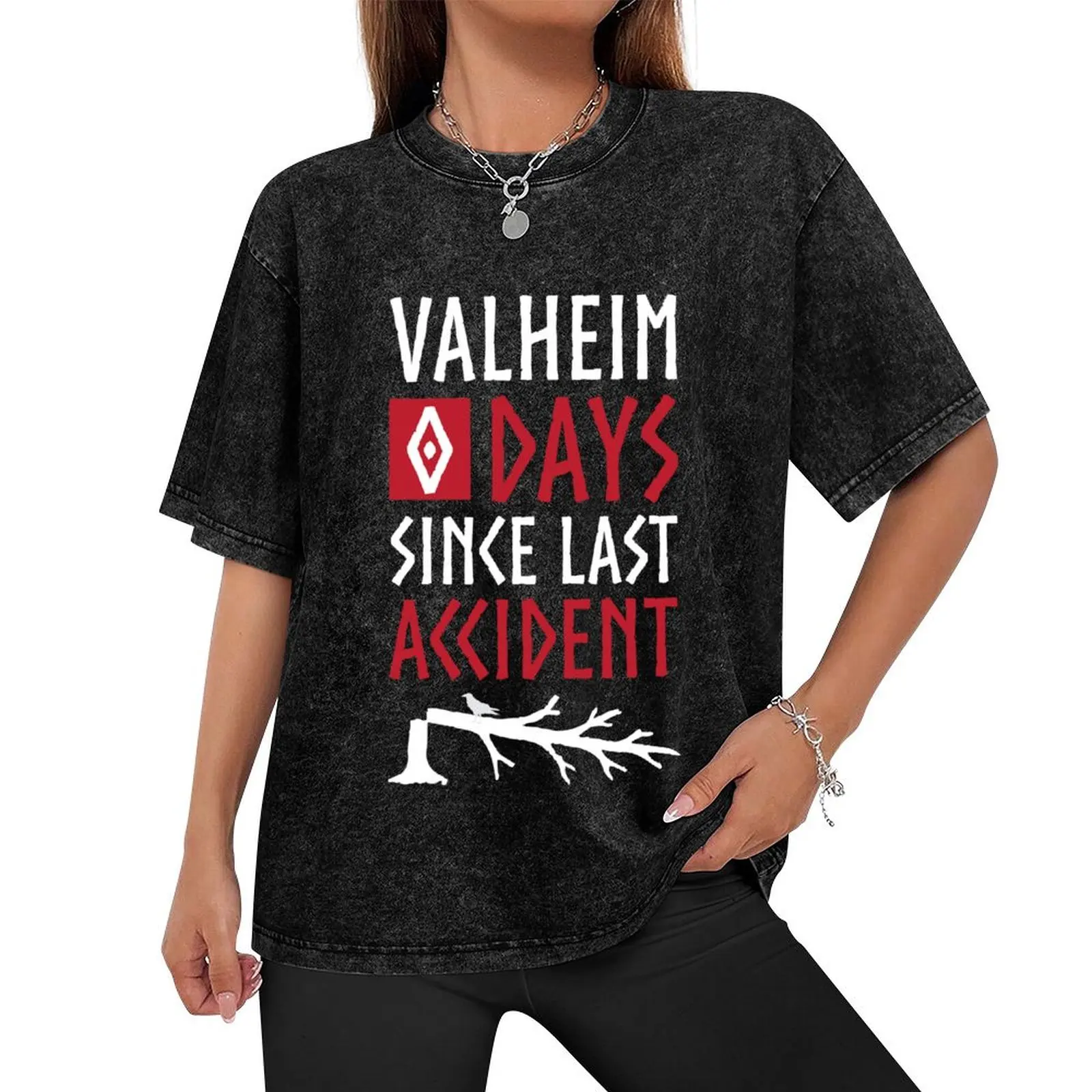 Valheim 0 Days Since Last Accident T-Shirt rapper graphic tees cute clothes anime tshirt black t shirts for men