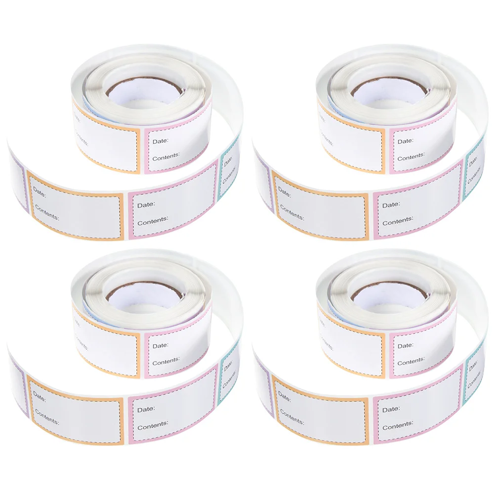 

4 Rolls Adhesive File Stickers Food Storage Jar Label Stickers for Food Containers Removable Jar Labels Storage Labels