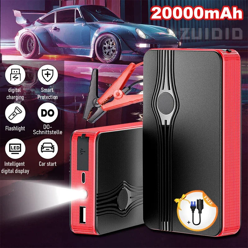 

New 20000mAh Car Jump Starter 600A Emergency Car Battery Starting Tool 12V Battery Boost Charger Power Bank Articles For Cars