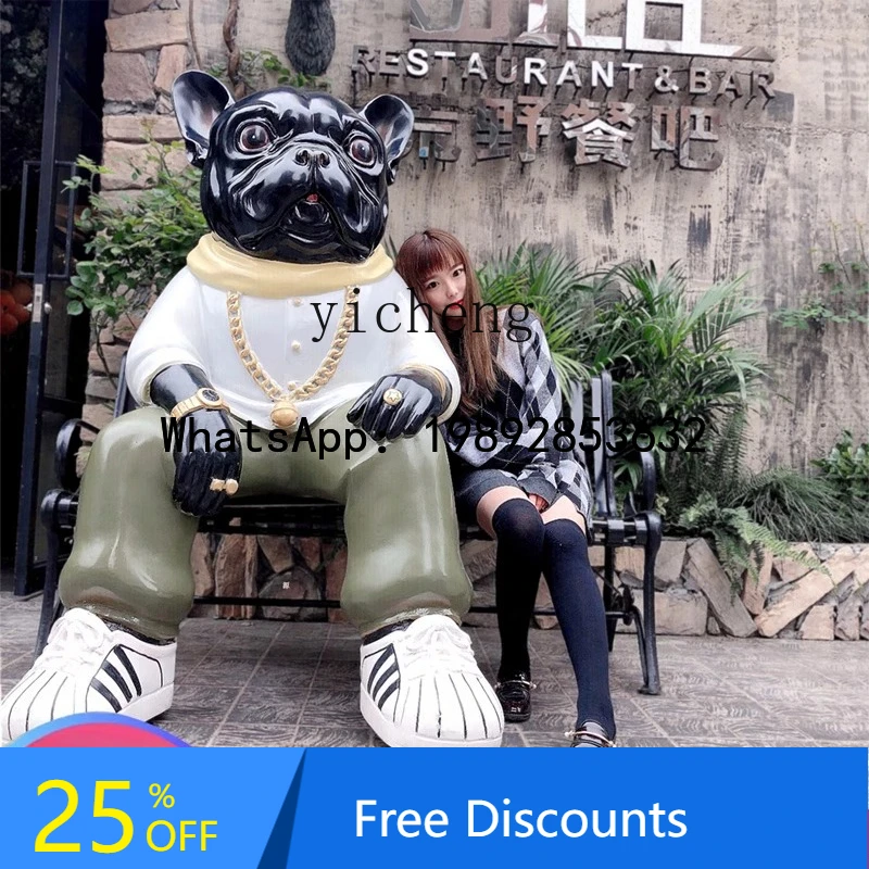 

X1sculpture fiberglass cartoon character shopping mall mascot store entrance outdoor lucky dog ornament