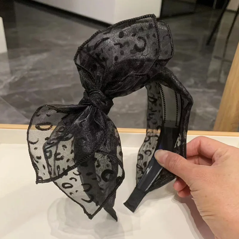 Ikat Rambut Motif Macan Tutul Antik untuk Wanita Ikat Kepala Pita Rambut Buatan Tangan Simpai Rambut Jaring Aksesori Rambut Wanita