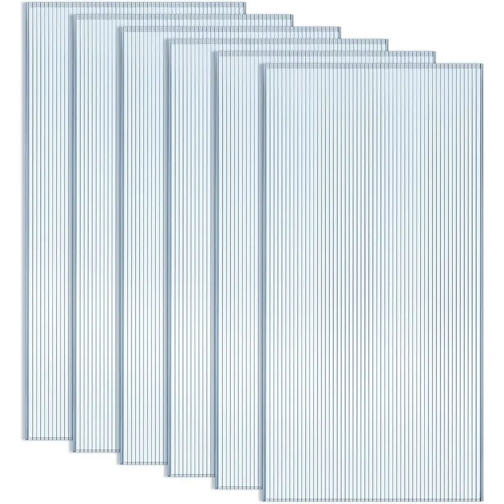 

6 шт. панелей для теплиц из полите, двухслойные, водонепроницаемые, с УФ-защитой, гофрированные пластиковые листы для замены тепличных покрытий