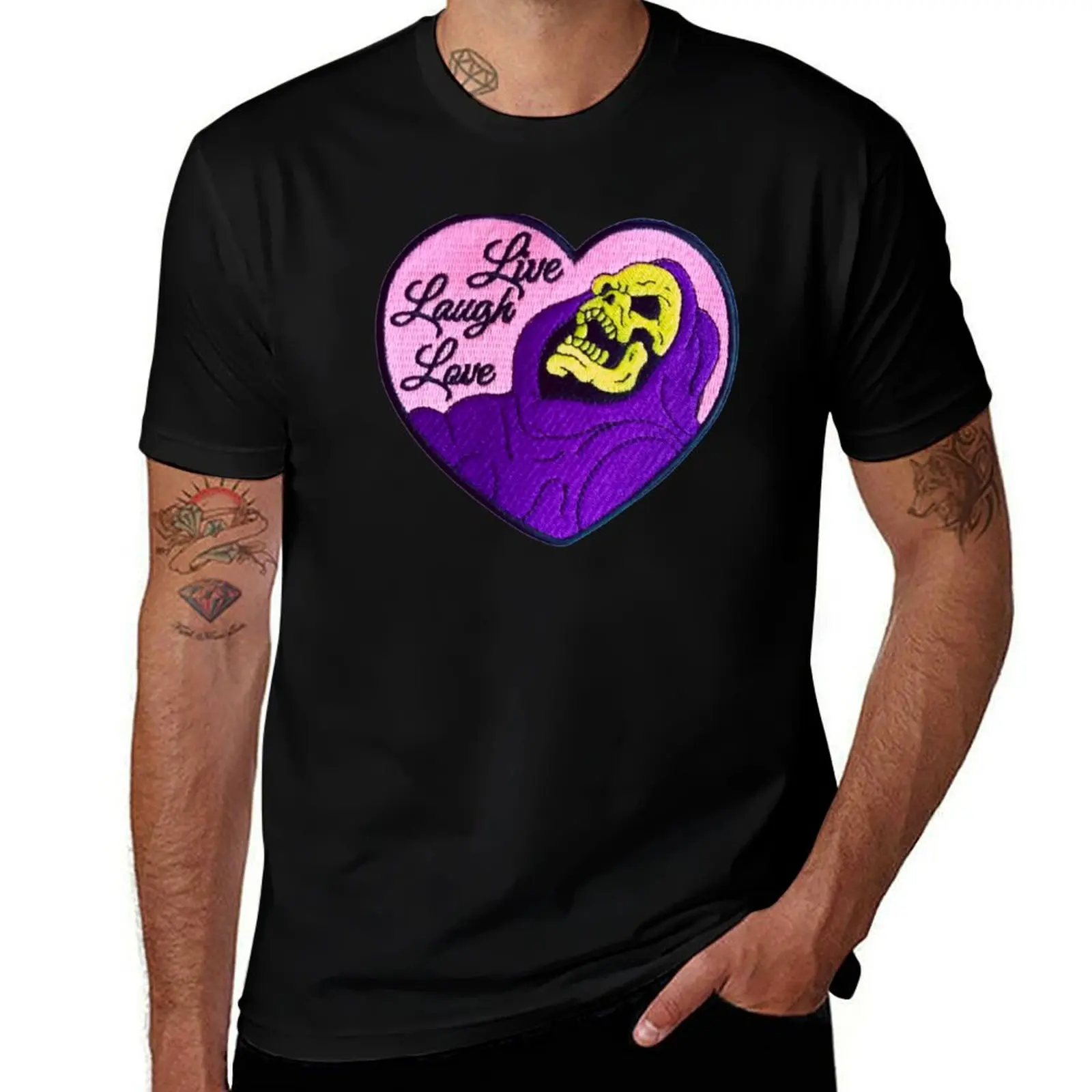 

Live Laugh Love Skeleton Sticker T-Shirt new edition designer shirts plus size clothes t shirt for men