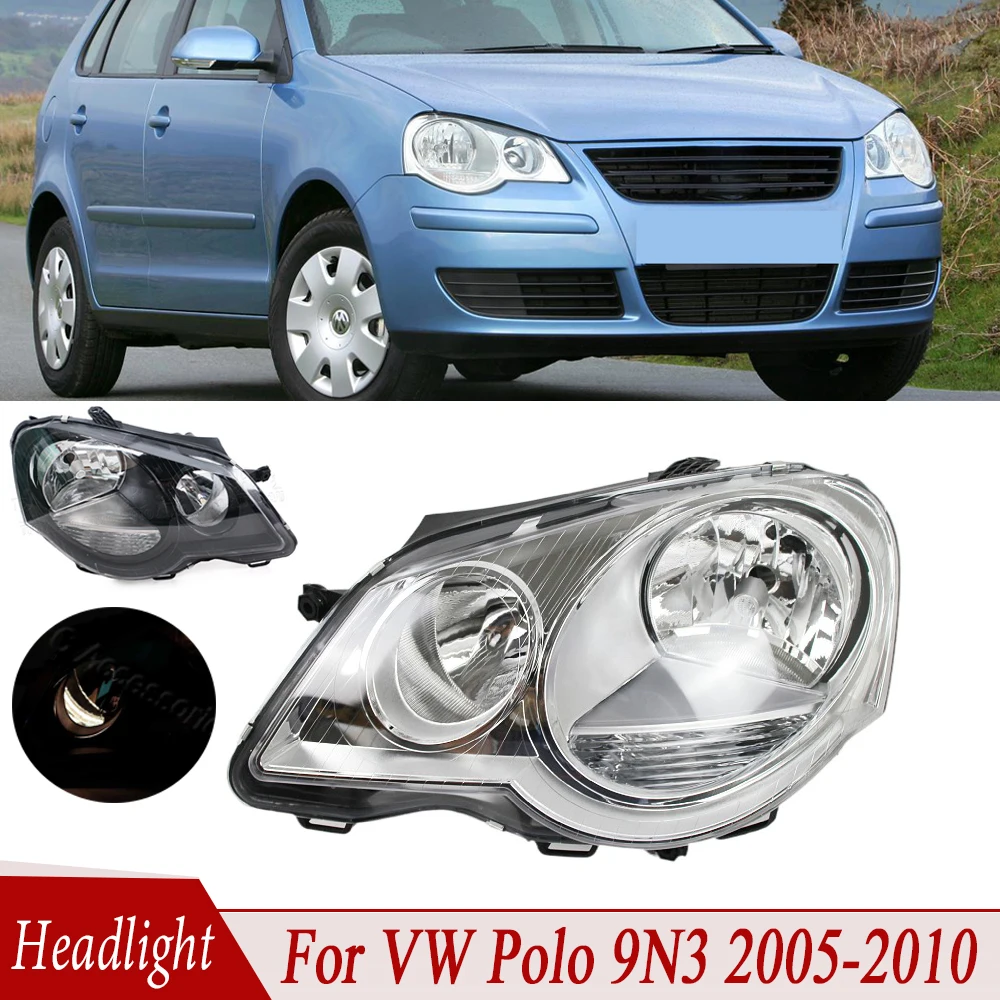 For VW POLO 9N3 2006 2007 2008 2009 2010 Front Bumper Headlight Head Light Lamp Fog Light White Or Black Type Headlight Assembly