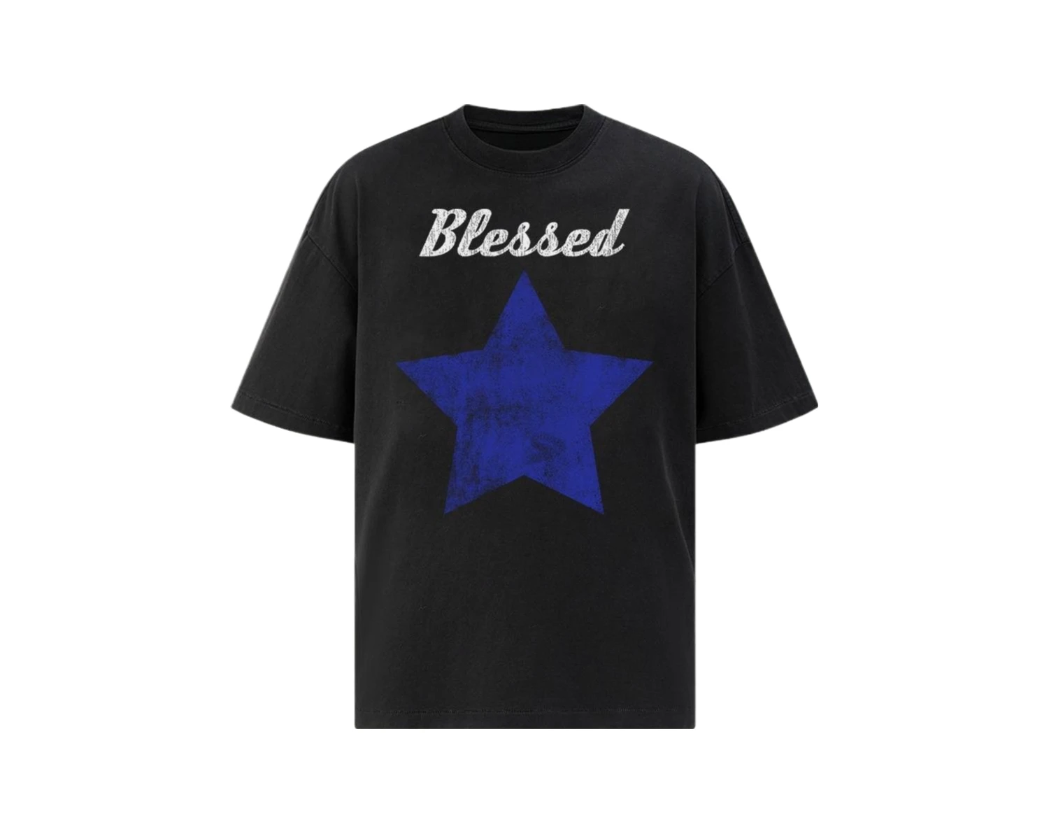 

Trendy brand fashion star crack print vintage pure cotton comfortable round-neck BOXY short-sleeved T-shirt