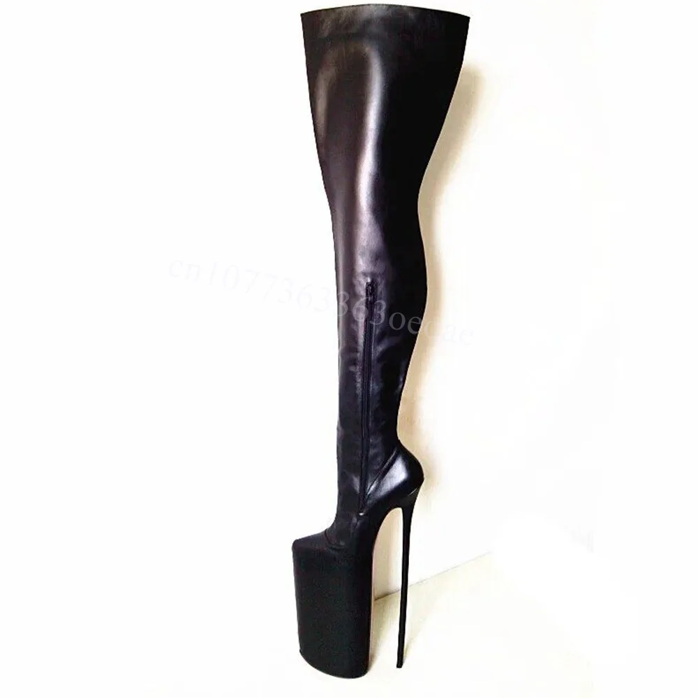 Black Extremely High Heel Boot over the Knee Matte Leather Shoe for Women Thin High Heels Fashion Shoes 2024 Zapatos Para Mujere