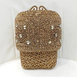 Borsa da sposa in metallo duro oro borse da festa nuziale in cristallo borse da ballo con diamanti da donna di lusso pochette con strass da donna con diamanti