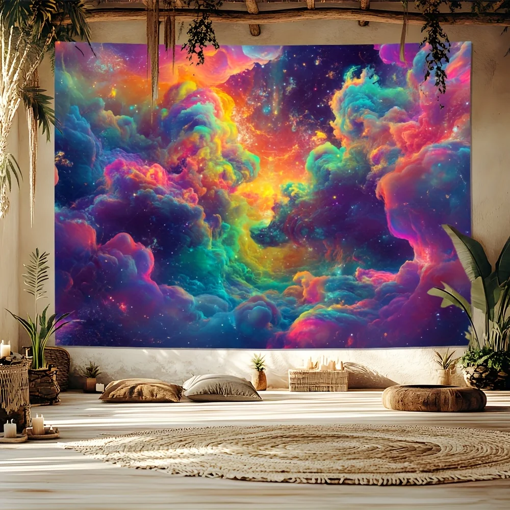 Large Galaxy Nebula Tapestry Wall Hanging Cosmic Space Art Boho Decor for Bedroom Living Room Unique Universe Dreamy Aesthetic P