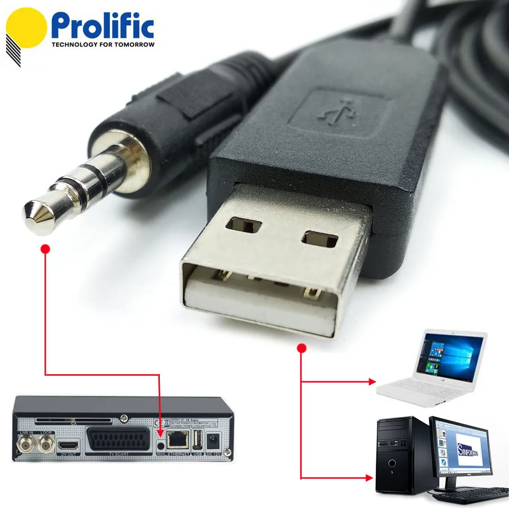 Support Win11 PL2303 USB-3.5mm Stereo RS232 for FreeSAT V8 Flash Cable GTMedia V7 V8 Upgrade Flashing Lead Send UPG