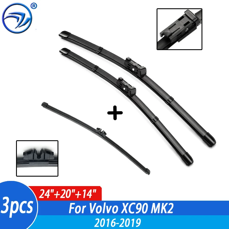 Wiper Front & Rear Wiper Blades Set For Volvo XC90 MK2 2016 2017 2018 2019 Windshield Windscreen 24