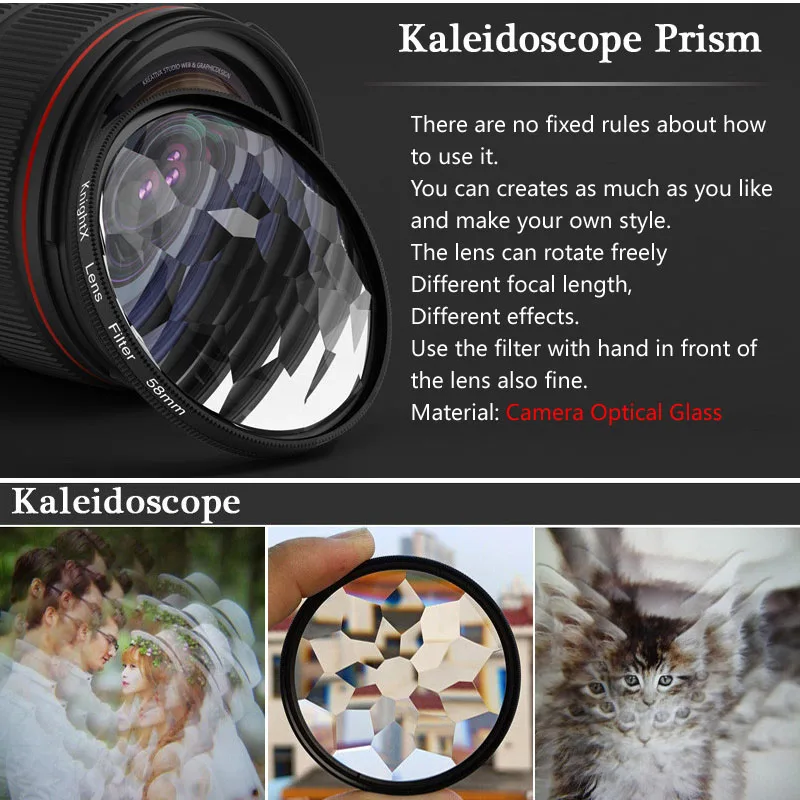 KnightX 58มม.มาโคร Kaleidoscope Prism CPL Star ND กรองสำหรับโทรศัพท์สมาร์ทโฟน Huawei Xiaomi Samsung