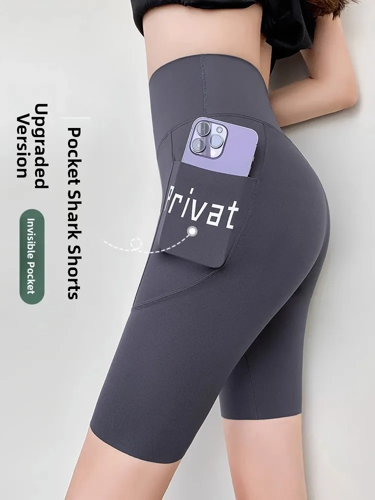 Women's Yoga Pants Short Length Thin Five-Point Sharkskin Summer Outerwear Abdomen Inverter Hip Lifting Sports Small Size