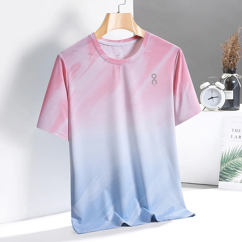 

Ice Silk Qui Dry Cool Feeling round Ne ort Sve Мужская футболка Летний спорт Досуг На открытом воздухе Фитнес Бег Ханфу