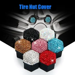 20Pcs/Set Car Wheel Nut Cap Shiny Diamond Decorative Bolt Cap Car Accessories Tire Screw Protector with Clip Fit Lug Nut Cover