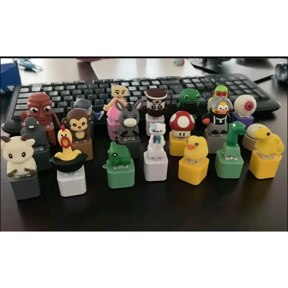 Creative Little Animal Stress-relieving Cartoon Button Electronic Sound and Light Keychain Pendant Stress-relieving Toy