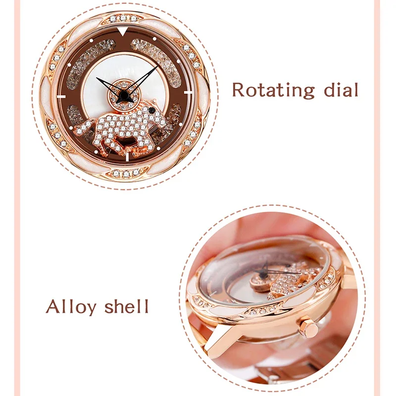 SANDA Luxury Quartz Watch Women Creative Design Carousel 360 Degree Rotation Dail Waterproof Ladie Watch Gift Relogio Feminino